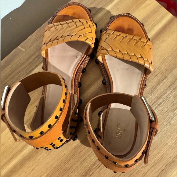 Valentino Garavani Red Leather Strappy Sandals Brown Studded Size 39 US 9 Brown - Picture 8 of 11